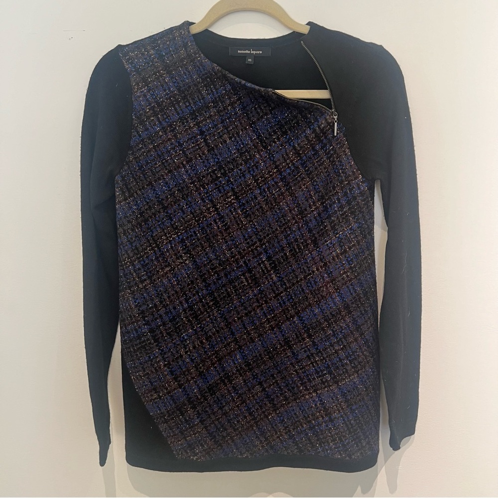 Nanette Lepore Sweater Wool Blend Black Metallic Size XS